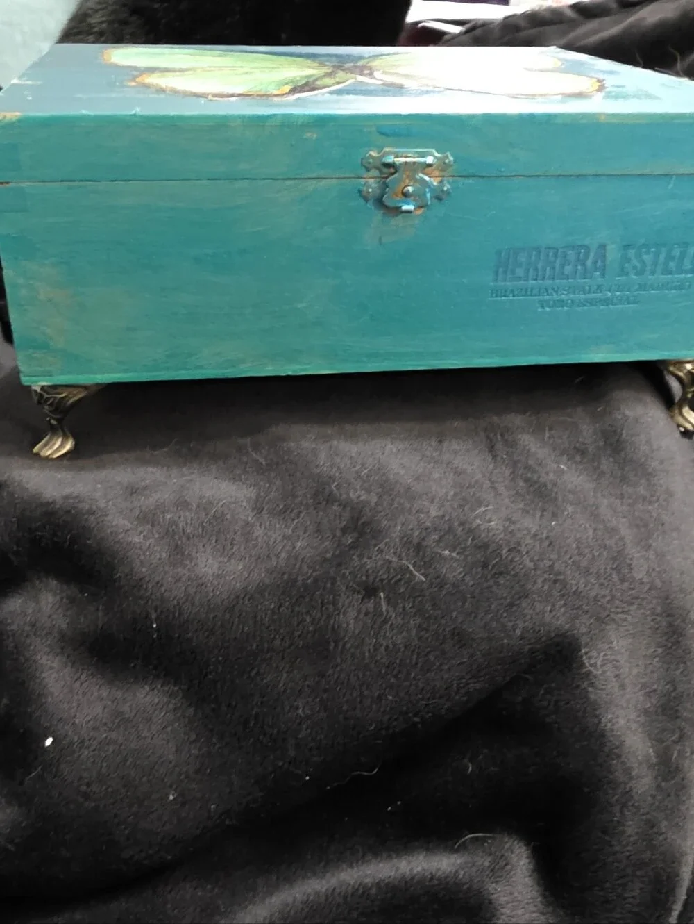 Custom One Of A Kind Green Butterfly  Decorative Box Home Art